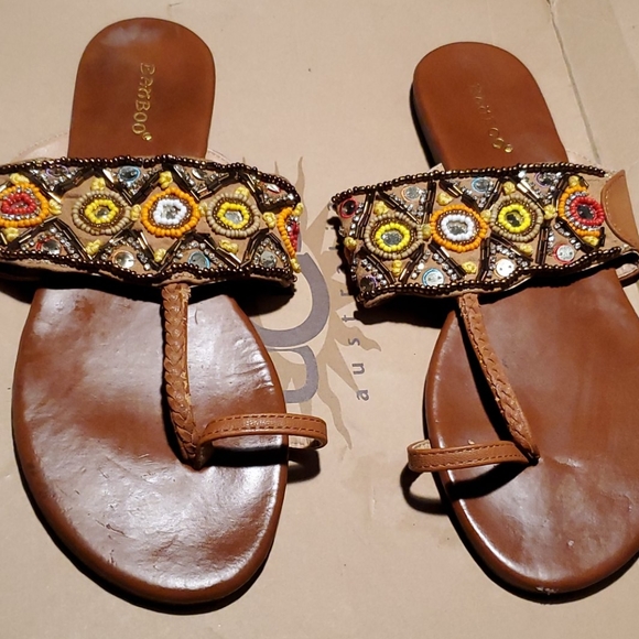 Bamboo womens beaded sandals 👡 - Picture 1 of 4